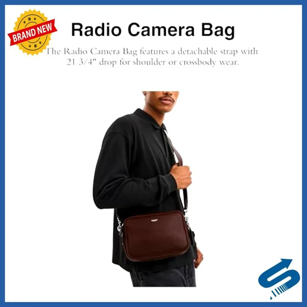 Leather Crossbody Camera Bag with Detachable Strap, Minimalist Design